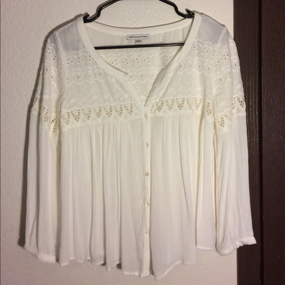 White Lace American Eagle Top